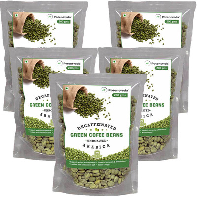 

potentveda Green Coffee Beans Unroasted Arabica weight loss for Men & Women best Quality Beans Roast & Ground Coffee 1 kg(Pack of 5, Green Coffee Flavoured)