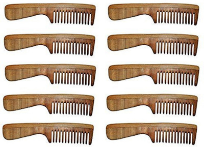 

BOXO Neem Wood Comb Anti-Dandruff Comb, 200 Gram, Natural Brown Color, Combo, Set Of 10, Pack of 1(Set of 10)