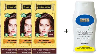 

Indus Valley 100% Organic Botanical Mahogany- 3 Set- Herbal Hair Color & CP Shampoo Combo Pack(Set of 4)