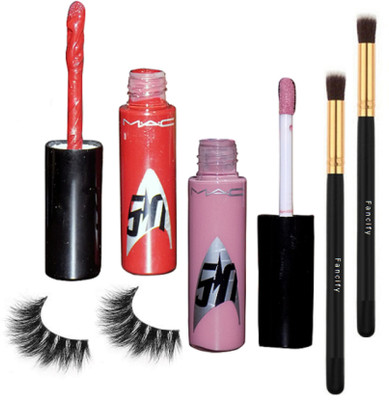 

Fancify Eyelashes,Mac Star Trek Liquid Lipgloss Pack Of 2,Makeup Brush2(Set of 5)