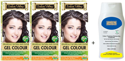 

Indus Valley Organically Natural Gel Light Brown 5.0 Hair Color - Triple Pack with CP Shampoo Combo Kit(Set of 4)