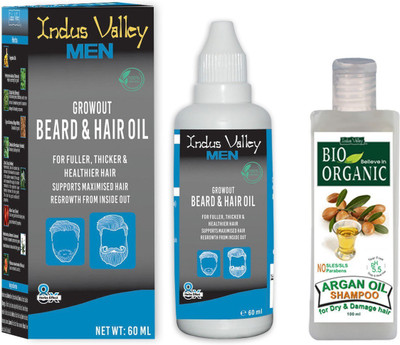 

Indus Valley Beard Growth Oil and Bio Organic Argan Oil Shampoo Combo Kit(Set of 2)