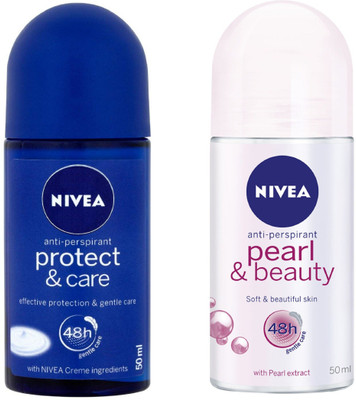 

Nivea Women Protect & Care and Pearl & Beauty Deodorant Roll-On 50ML Each (Pack of 2) Deodorant Roll-on - For Women(100 ml, Pack of 2)