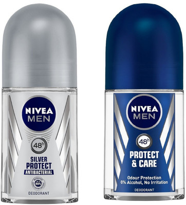 

Nivea Men Silver Protect and Protect & Care Deodorant Roll-On 50ML Each (Pack of 2) Deodorant Roll-on - For Men(100 ml, Pack of 2)