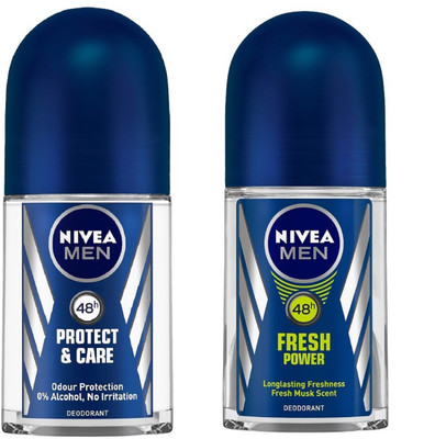 

Nivea Men Protect & Care and Fresh Power Deodorant Roll-On 50ML Each (Pack of 2) Deodorant Roll-on - For Men(100 ml, Pack of 2)