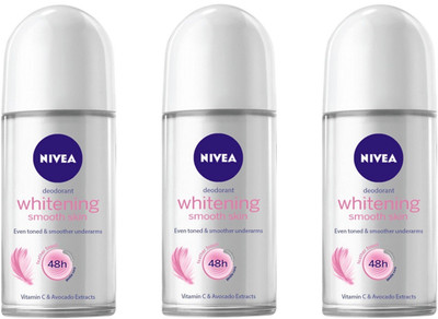 

Nivea Women Whitening Smooth Skin Deodorant Roll-On 50ML Each (Pack of 3) Deodorant Roll-on - For Women(150 ml, Pack of 3)