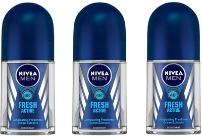 

Nivea Men Fresh Active Deodorant Roll-On 50ML Each (Pack of 3) Deodorant Roll-on - For Men(150 ml, Pack of 3)