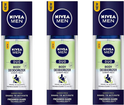 

Nivea Men Duo Summer Fresh Body Deodorizer 100ML Each (Pack of 3) Deodorant Spray - For Men(300 ml, Pack of 3)