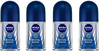

Nivea Men Cool Kick Deodorant Roll-On 50ML Each (Pack of 4) Deodorant Roll-on - For Men(200 ml, Pack of 4)