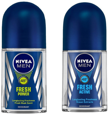 

Nivea Men Fresh Power and Fresh Active Deodorant Roll-On 50ML Each (Pack of 2) Deodorant Roll-on - For Men(100 ml, Pack of 2)