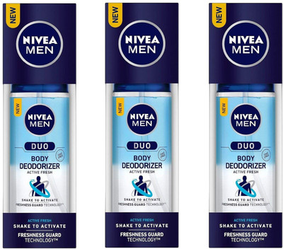 

Nivea Men Duo Active Fresh Body Deodorizer 100ML Each (Pack of 3) Deodorant Spray - For Men(300 ml, Pack of 3)