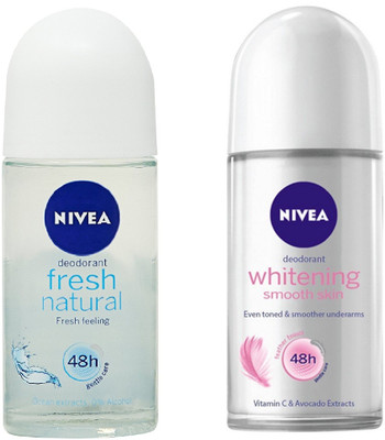 

Nivea Women Fresh Natural and Whitening Smooth Skin Deodorant Roll-On 50ML Each (Pack of 2) Deodorant Roll-on - For Women(100 ml, Pack of 2)