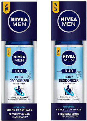 

Nivea Men Duo Active Fresh Body Deodorizer 100ML Each (Pack of 2) Deodorant Spray - For Men(200 ml, Pack of 2)