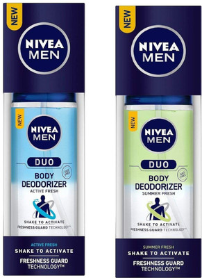 

Nivea Men Duo Active Fresh and Summer Fresh Body Deodorizer 100ML Each (Pack of 2) Deodorant Spray - For Men(200 ml, Pack of 2)