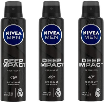 

Nivea Men Deep Impact Deodorant Spray 150ML Each (Pack of 3) Deodorant Spray - For Men(450 ml, Pack of 3)