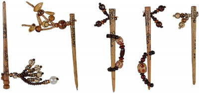 

Artifice Set of 5 Wooden Hair Juda Stick Bun Stick(Beige)