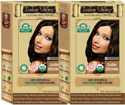

Indus Valley 100% Organic Botanical Dark Brown- Twin Set of One Touch Pack- USDA certified Hair Color(Dark Brown)