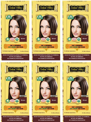

Indus Valley 100% Organic Botanical Brown- 6 Pack Set- Hair Color(Brown)