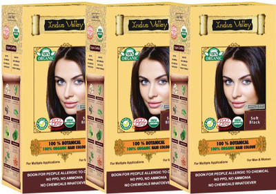 

Indus Valley 100% Organic Botanical Soft Black- (Set of 3) Dermatologists recommended Hair Color(Soft Black)