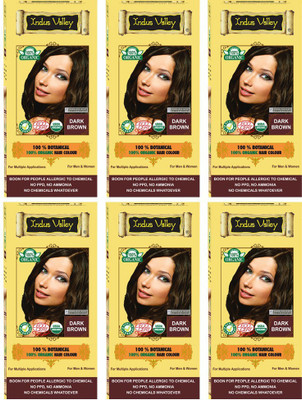 

Indus Valley 100% Organic Botanical Dark Brown- 6 Pack- Ecocert certified Hair Color(Dark Brown)
