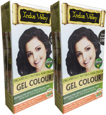 

Indus Valley Organically Natural Gel Dark Brown 3.00 One Touch Pack- Twin Set- Hair Color(Dark Brown 3.00)