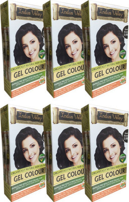 

Indus Valley Organically Natural Gel Dark Brown 3.00- One Touch Pack (Set of 6) Halal Certified Hair Color(Dark Brown 3.00)