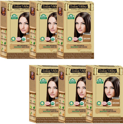 

Indus Valley 100% Organic Botanical Brown- One Touch Pack- 6 Set- Hair Color(Brown)