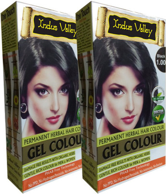 

Indus Valley Organically Natural Gel Black 1.00- Twin Set- One Touch Pack- No Ammonia Hair Color(Black 1.00)