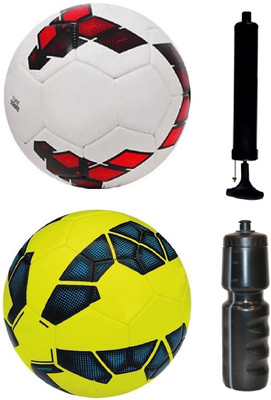 SportsCorner Combo of League Red/Purple/White + League Yellow/Blue Football (Size-5) with Air Pump & Sipper Football Kit Flipkart