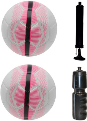 

SportsCorner Kit of 2 White/Pink Football (Size-5) with Air Pump & Sipper Football Kit