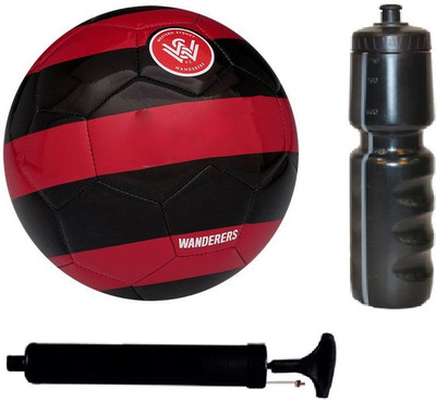 

SportsCorner Kit of Western Wanderers Red/Black Football (Size-5) with Air Pump & Sipper Football Kit