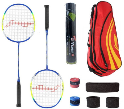 

Li-Ning Combo of Q50 Badminton Racquet (2 Pcs.), Kit Bag, Grips & 3 Other Items Badminton Kit