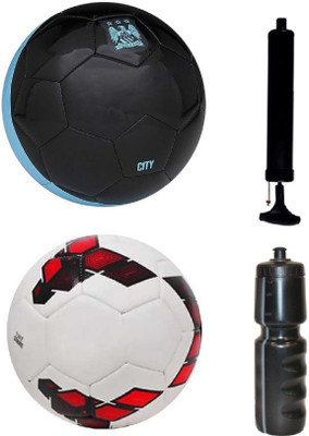 

SportsCorner Combo of City Black/Blue + League Red/Purple Football (Size-5) with Air Pump & Sipper Football Kit