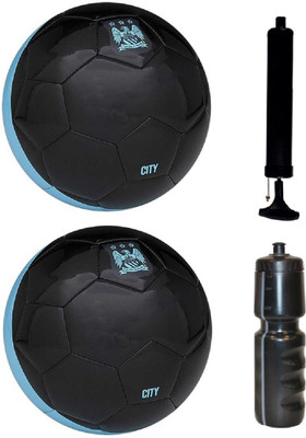 

SportsCorner Kit of 2 City Black Football (Size-5) with Air Pump & Sipper Football Kit