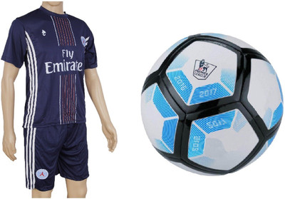 

SportsCorner Combo of Blue/White/Black Football (Size-5) with Suit (Jersey + Shorts) Football Kit