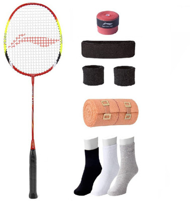 

Li-Ning Combo of Q30 Badminton Racquet, Grip & 4 Other items Badminton Kit