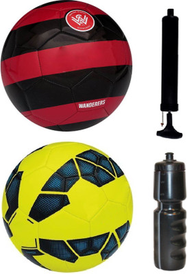 

SportsCorner Combo of Red/Black + League Yellow/Blue Football (Size-5) with Air Pump & Sipper Football Kit