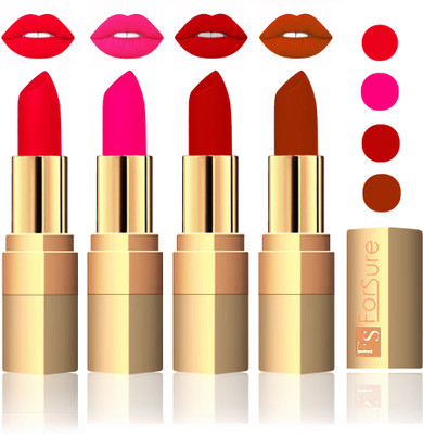 

Forsure Golden Velvet Matte Lipstick(Soft Red,Peach,Coffee,Brown, 14 g)