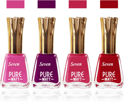 

Seven Nail Polish combo Set of 4 orange pink pink falsa red(Pack of 4)