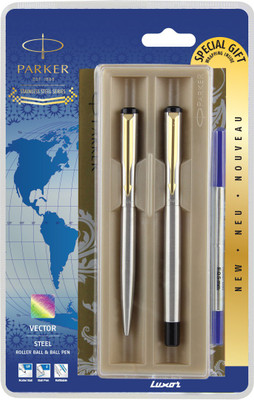 PARKER Vector Stainless Steel roller ball + ball pen Roller Ball Pen(Blue)