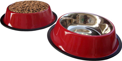 

HM Steels HMSTEELS Stainless steel Pet Dog feeding Bowl Anti skid 2Bowls set 800 ML Red color Round Stainless Steel Pet Bowl(800 ml Red)