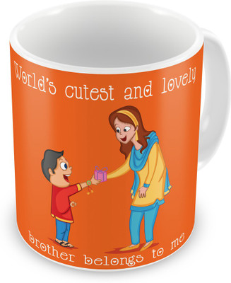 

Indigifts Raksha Bandhan Rakhi Gifts for Brother on Bhaidooj Birthday Anniversary (IDSRAF16112) Ceramic Mug(330 ml), Multicolor;white