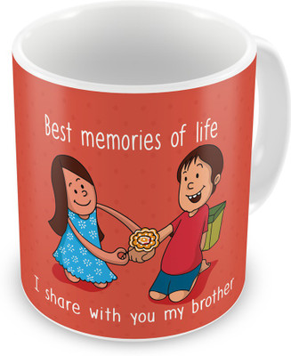 

Indigifts Gift for Raksha Bandhan Rakhi Gifts for Brother on Bhaidooj Birthday Anniversary (IDSRAF16148) Ceramic Mug(330 ml), Multicolor;white