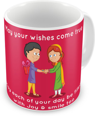 

Indigifts Gift for Raksha Bandhan Rakhi Gifts for Brother Sister on Bhaidooj Birthday Anniversary (IDSRAF16117) Ceramic Mug(330 ml), Multicolor;white