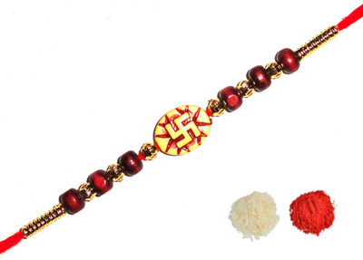 KPCreations Rakhi Set(Swastik Rakhi with Roli Chawal)