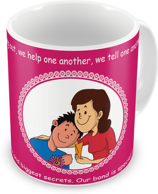 

Indigifts Gift for Raksha Bandhan Rakhi Gifts for Brother Sister on Bhaidooj Birthday Anniversary (IDSRAF16153) Ceramic Mug(330 ml), Multicolor;white