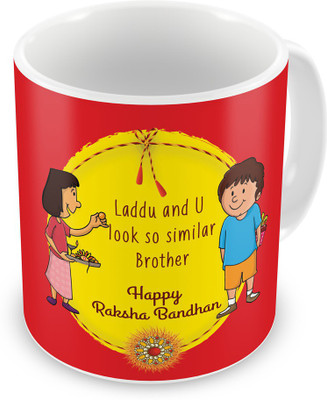 

Indigifts Raksha Bandhan Rakhi Gifts for Brother on Bhaidooj Birthday Anniversary (IDSRAF16155) Ceramic Mug(330 ml), Multicolor;white