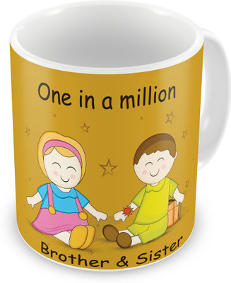 

Indigifts Gift for Raksha Bandhan Rakhi Gifts for Brother Sister on Bhaidooj Birthday Anniversary (IDSRAF16174) Ceramic Mug(330 ml), Multicolor;white