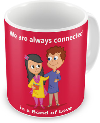

Indigifts Gift for Raksha Bandhan Rakhi Gifts for Brother Sister on Bhaidooj Birthday Anniversary (IDSRAF16124) Ceramic Mug(330 ml), Multicolor;white