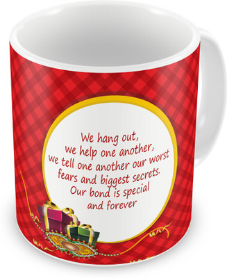 

Indigifts Gift for Raksha Bandhan Rakhi Gifts for Brother on Bhaidooj Birthday Anniversary (IDSRAF16190) Ceramic Mug(330 ml), Multicolor;white